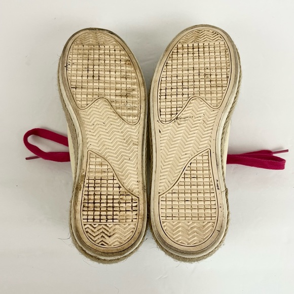 Michelle McDowell Cream Leopard Espadrille Pink Lace Up Sneakers Women’s Size 6 - Picture 11 of 14